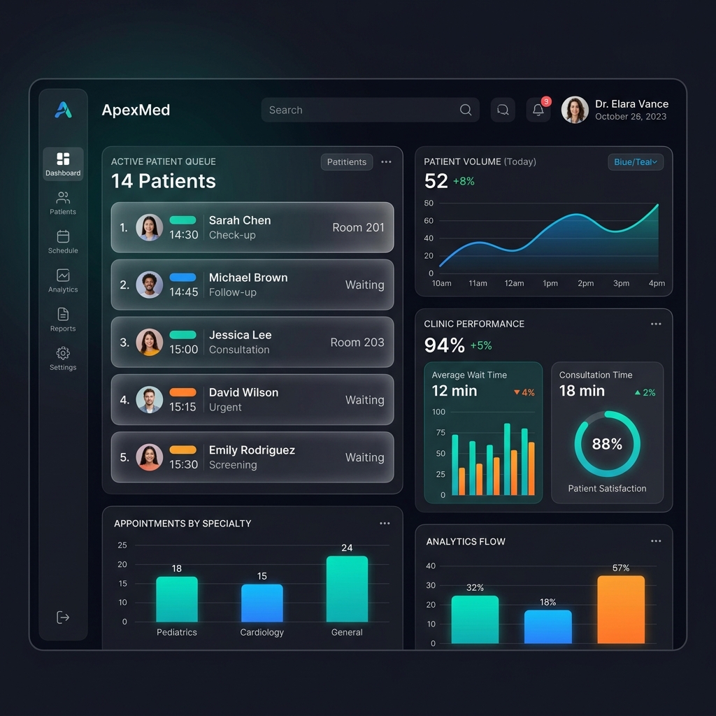 ClinicalSys Dashboard Mockup